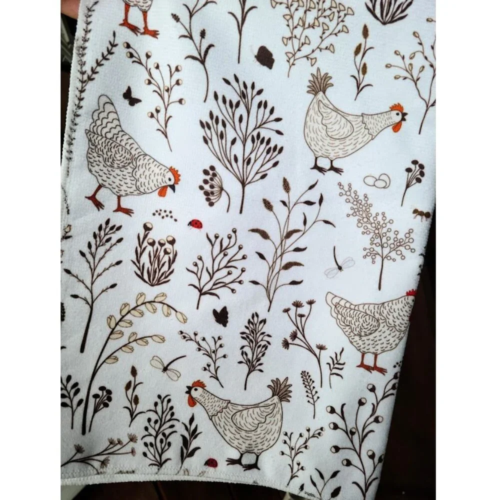 Farmhouse Kitchen Towels Set Rooster Decor Country Cottage Decoration Dish Cloth